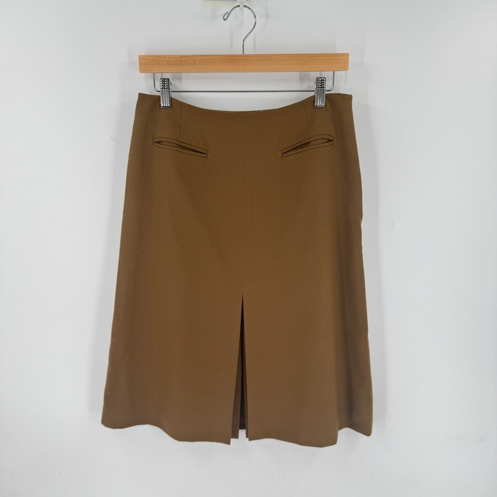 Talbots Pencil Skirt Brown 8 Career Office Wool Italian Fabric Vintage Minimal